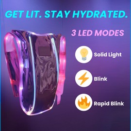 Pink Hydropack Rave Hydration Backpack – LED Festival Water Backpack 2L for Women & Men – Leakproof Hydro Pack with Bladder – Anti-Theft Pockets - Rave Accessories - Music & EDM Festivals