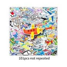 101PCS Airplane Stickers for Laptop,Scrapbook,Computer,Water Bottle,Bike,Luggage,Notebook,Suitcase,Cartoon Trendy Aircraft Waterproof Stickers,Cute Vinyl Sticker,Teens Adults Aesthetic Sticker