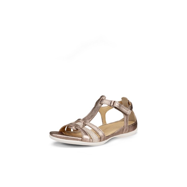 Ecco Womens Flash T-Strap Gladiator Sandal, Warm Grey Metallic/Moon Rock,