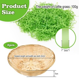 Bluelves Pack of 2 Easter Baskets + 100 g Easter Grass Green, Easter Basket for Filling, Easter Nest with Decorative Grass and Egg Colour, Easter Nest for Filling, Easter Nest Crafts, Easter