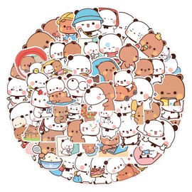 100PCS Bubu dudu Stickers for Water Bottle Laptop,Cute Cartoon Decals for Kids Teens Luggage ClassroomTeaching Rewards Skateboard Scrapbooking (White and Brown)