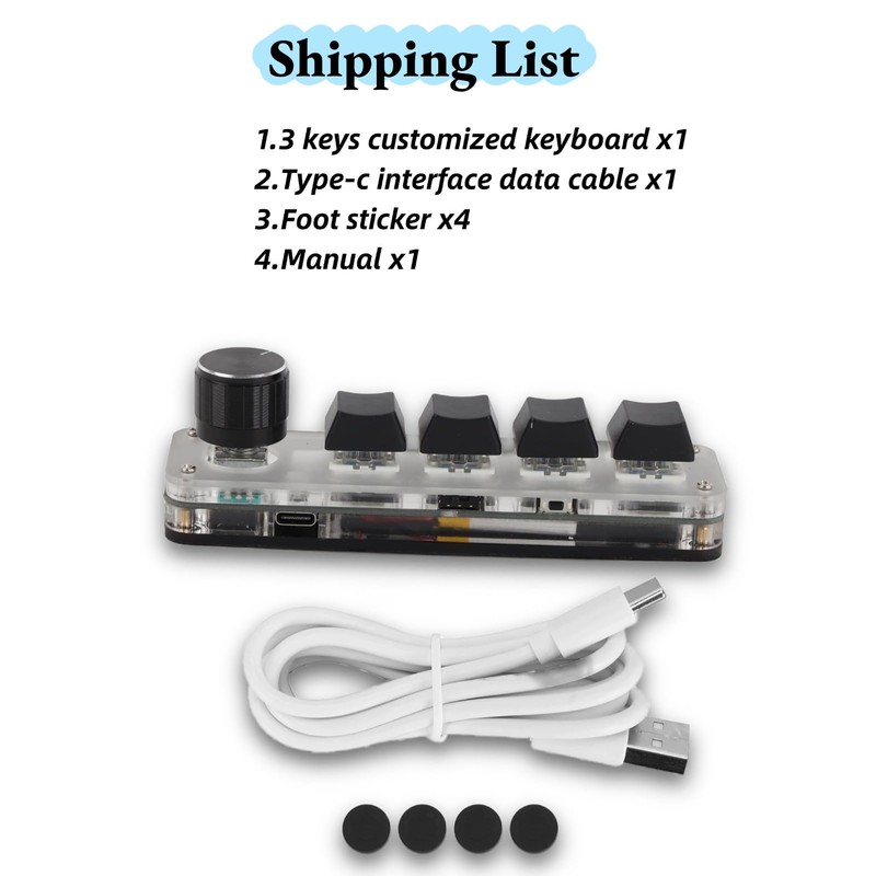 EIMSOAH Mini 4 Key Mechanical Gaming Keypad, Programmable USB BT