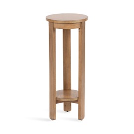 Kate and Laurel Foxford Tiered Round Drink Table, 12 x 12 x 30, Natural Brown, Transitional Two-Tier Circle Plant Stand Table for Use as Living Room Pedestal Table or Small Bedroom Nightstand