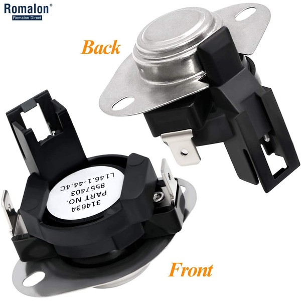 Romalon WP8557403 Thermostat Replacement 8557403 Dryer High Limit Thermostat Compatible with Whirlpool Dryer Part WED9200SQ1