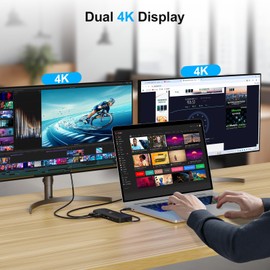 USB C Docking Station Dual Monitor 11-in-1 Laptop Docking Station with 2 HDMI Dual 4K@60Hz, 1Gbps Ethernet, 100W USB PD Port, 5 USB A/C Ports, SD/TF Card Slot for Windows Laptop