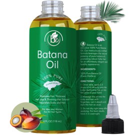 Batana Oil,Promotes Hair Growth,100% Pure & Natural,4 floz,Raw,Thickens,Strengthens,Moisturizing & Smoothing,Anti-Hair Loss,Men & Women,Honduras Fruit Origin|Paraben,Gluten,GMO,Cruelty,Fragrance Free