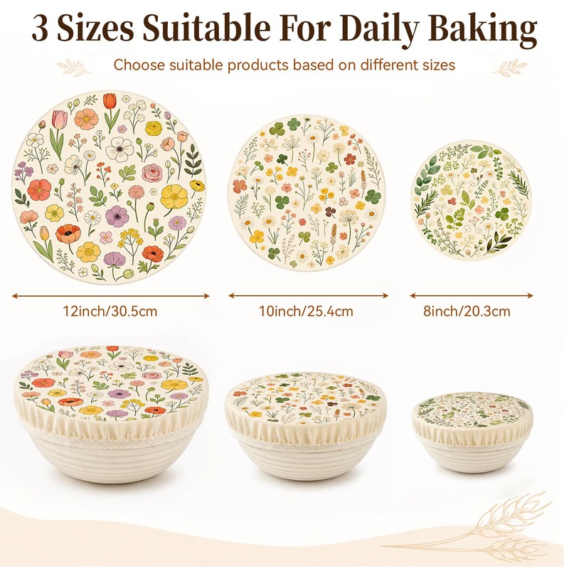 3 Pcs Reusable Beeswax Bowl Covers for Bread Proofing, 100%