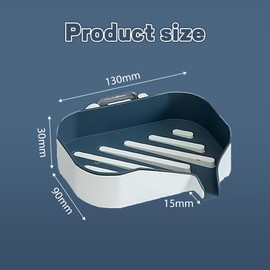 Soap Dish with Drain, Pack of 2 Soap Dish for Bathroom, Soap Holder No Drilling Shower, Drill-Free, Removable Plastic Soap Box with Drain, Sponge Holder