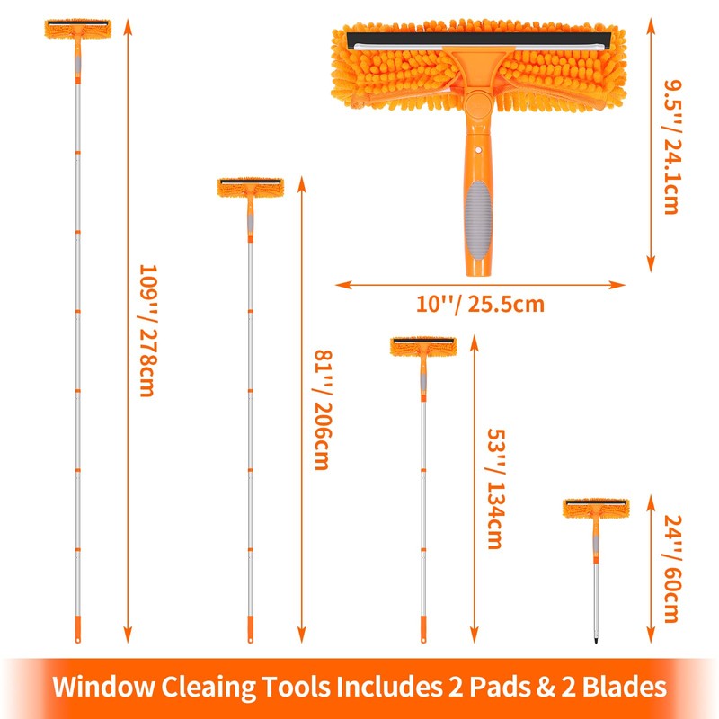 TIMIVO 109" Window Cleaning Squeegee Kit, Professional 2 in 1