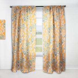 DesignQ 'Ornamental Floral Pattern with Flowers' Bohemian & Eclectic Curtain Panel