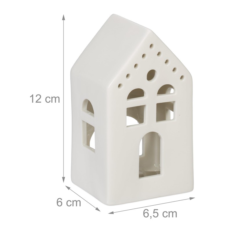 Relaxdays Ceramic Tea Light House, Light House for 1 Tea