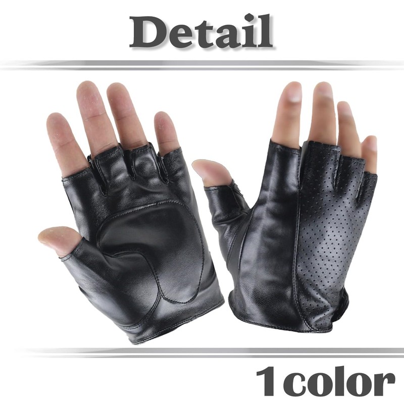 White Fang NT247 Men's Gloves, Leather, Golf, Outdoor, Fingerless, Mesh,