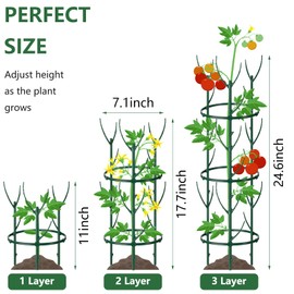 12 Pack Monstera Plant Support & Plant Cage Support Rings,Stackable Twig 3 Tier Garden Flower Support,Twig Trellis for Indoor Outdoor Plants Potted Plants Flower Other Climbing Plants(Green)