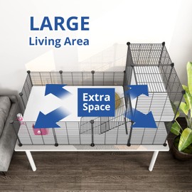 Oneluck Guinea Pig Cage,Indoor Habitat Cage with Waterproof Plastic Bottom,Playpen for Small Pet Bunny, Turtle, Hamste, Loft and Partition