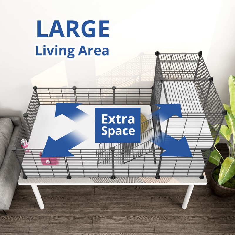 Oneluck Guinea Pig Cage,Indoor Habitat Cage with Waterproof Plastic Bottom,Playpen