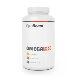 GymBeam GymBeam Omega 3 6 9 mit Vitamin E angereichert, pro Tagesdosis Fisch?l 800 mg, erh?lt Fisch-, Leinsamen- und Sonnenblumen?l, Lein?l-Kapseln, komplexe Quelle von Omega-3, Omega 6 und Omega 9 (240 caps)