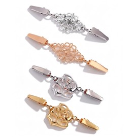 4 Pack Sweater Clips, Vintege Cinch Clip for Dresses Cardigans, Dress Clip Back Cinch, Sweater Shirt Clothes Shawl Waist Cincher Clips to Tighten Women Loose Clothing, Silver and Gold