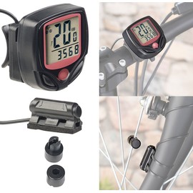 PEARL Sports Bicycle Speedometer: Digital 15-in-1 Bicycle Computer with LCD Display and Wheel Sensor, IP44 (Bike Speedometer, Bicycle Speedometer, Bicycle Computer Speedometer)
