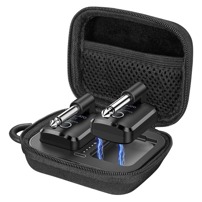 LEKATO 2.4 GHz Wireless Guitar System with Magnetic Charging Case