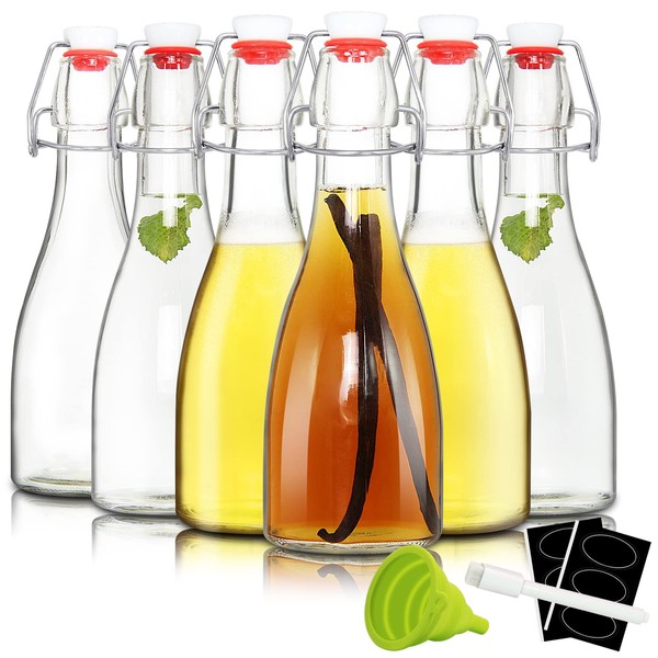 YEBODA (6 Pack)-12oz Swing Top Bottles -Glass Beer Bottle with Airtight Rubber Seal Flip Caps for Home Brewing Kombucha,Beverages,Oil,Vinegar,Water,Soda,Kefir