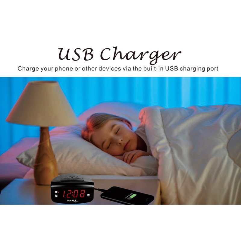 ZAPALA expert Alarm Clock for Bedroom, 2 Alarms Loud LED