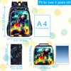 KLFVB 3PCS Dinosaur Bookbag for Boys Set, Water Resistant 16
