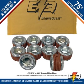 1/8" NPT Pipe Plug, Vibra-Seal Coating, Pack of 50 | 1/8" X .300” NPT Threaded | Leak-Proof Seal | Durable Performance (50)