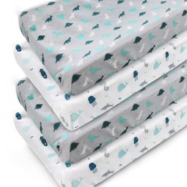 Changing Pad Cover 4 Pack, Soft & Breathable Change Pad Covers for Boys and Girls, 32”x 16”, Baby Changing Table Pads, Dinosaurs & Ocean