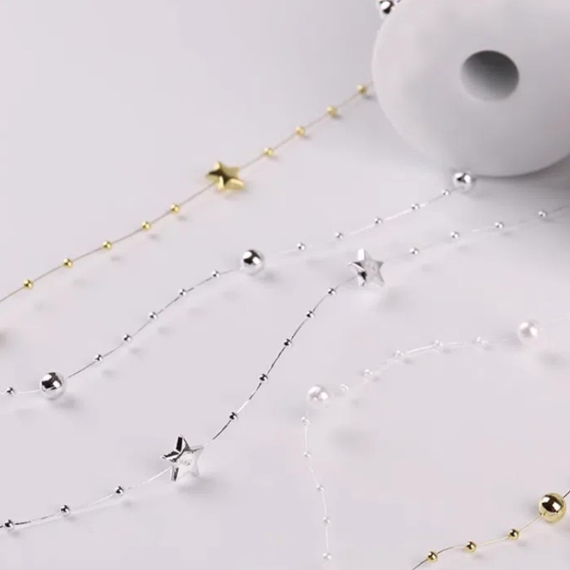10M Sliver Pearl Beads String Star Beads String Plastic Pearl