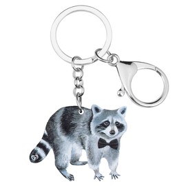 WEVENI Cute Northern Raccoon Acrylic Keyring Gifts for Women Girls Bag Car Key Wallet Gray Acrylic, gray
