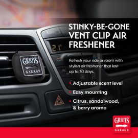 Griot's Garage Stinky-Be-Gone Vent Clip Air Freshener, Odor Remover, Car Scent for Garage, Closet, Laundry Rooms, Bathrooms, and More, JDM Squash, 10767