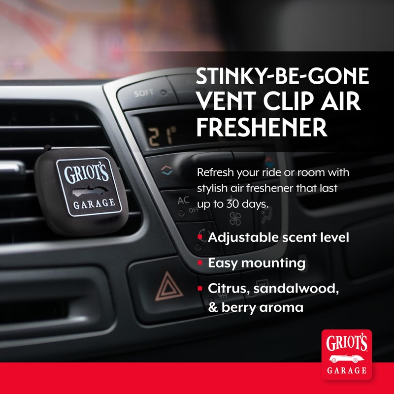 Griot's Garage Stinky-Be-Gone Vent Clip Air Freshener, Odor Remover, Car