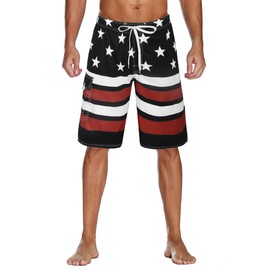 Men's Colortful Striped Swim Trunks Beach Board Shorts with Lining