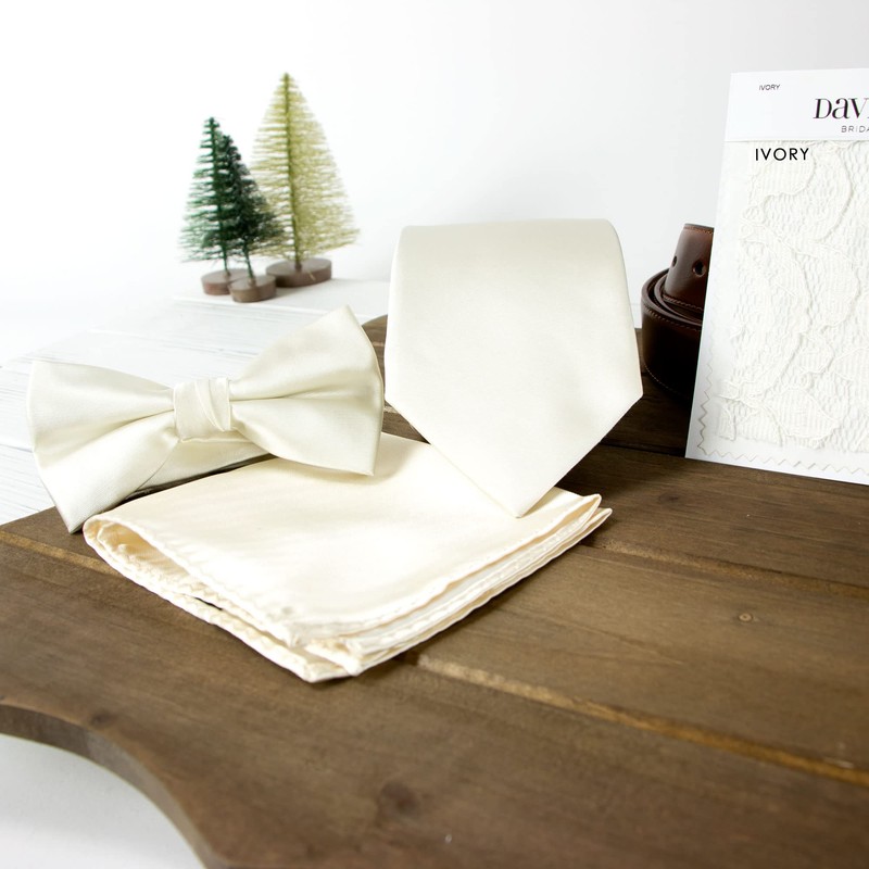 Spring Notion Men's Solid Color Satin Microfiber Tie, Regular Ivory