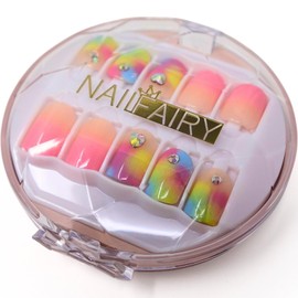 COLORBIRD NAILFAIRY (016Z) Nail Tips, Short, Pink, Rainbow, Cute, 30 Pieces