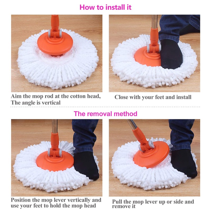 Amaou 5 Pack Spin Mop Heads, Microfiber Mop Refill Heads