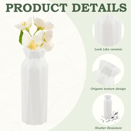 Hyuetrsa 10 Pack Composite Plastic Flower Vase, White Plastic Flower Vase, White Unbreakable Vase White Small Tall Conic Floral Vase for Center Wedding Party Living Room Décor