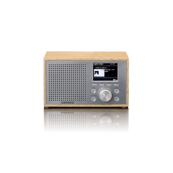 Lenco DAR-017 DAB+ Radio - Compact DAB+ Radio with Bluetooth 5.0 - Station Memory - FM Receiver - 2 Alarm Times - 3 Watt RMS - 3.5 mm AUX - Wood
