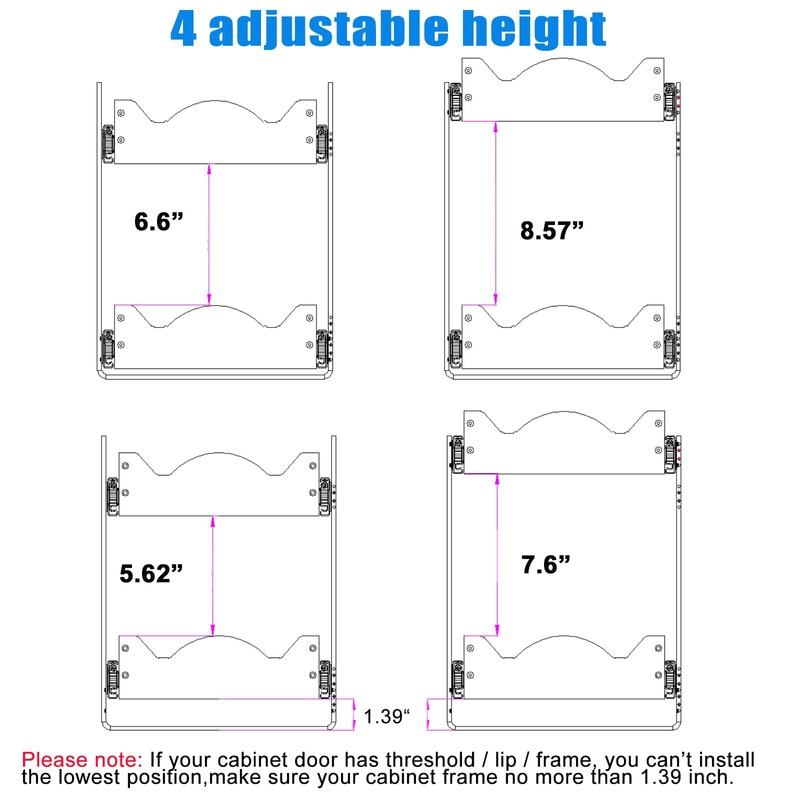 DINDON 2 Tier Pull Out Cabinet Organizer (14" W x