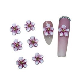 Set 10Pcs Gel 3D White Rose Flowers Nails Charms Handmade by Gel, Design For Medium & Long Nail 3D Flower For Nail Art Floral Salon Decor For Women Girls (White Rose Apricot-Medium 10PCs)