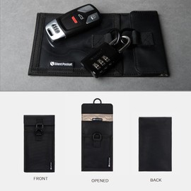 SLNT Lock Out Tag Out Locking Cell Phone Faraday Sleeve w/Silent Pocket - Weatherproof Nylon, Loto Signal Blocking Device Shielding for Phones, Keyfobs, Wallets - Privacy Anti-Hacking (Black, Small)