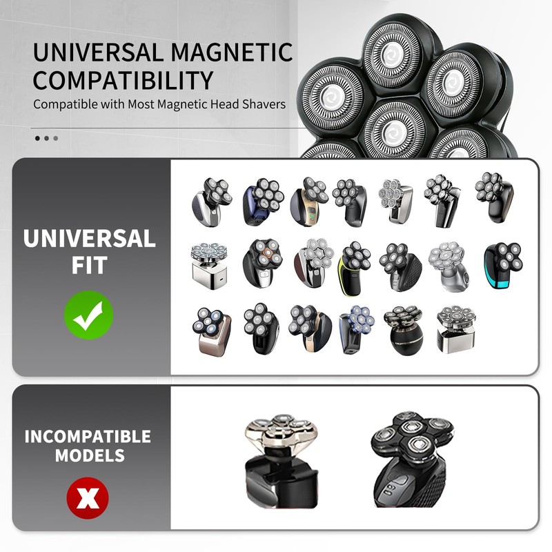 7 Blade Magnetic Head Compatible with Freebird Wyklaus, Black, 1