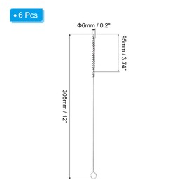 PATIKIL 12インチ ワイヤーチューブクリーナー 6個セット 直径0.2インチ ステンレス製 パイプクリーニング用品 自動車部品、ボトル、チューブ用 シルバーカラー