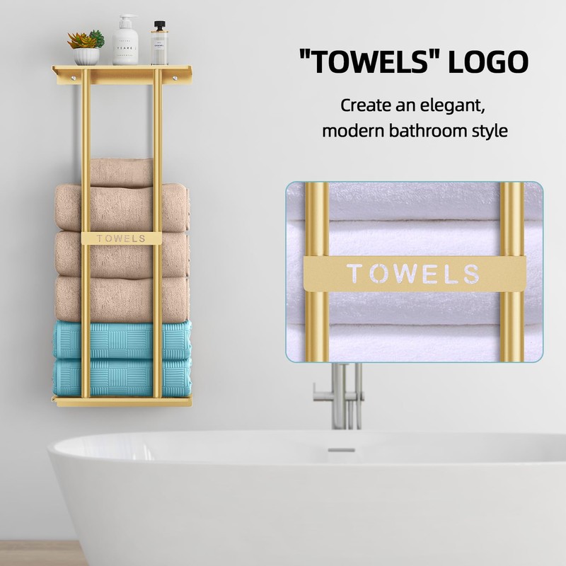 STWWO Bathroom Towel Storage Rack for Bathroom, 30 inch Towel