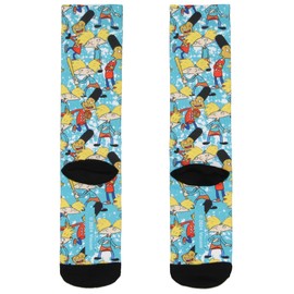 Nickelodeon Hey Arnold! Cartoon Arnold and Gerald Men's Sublimated Adult Crew Socks