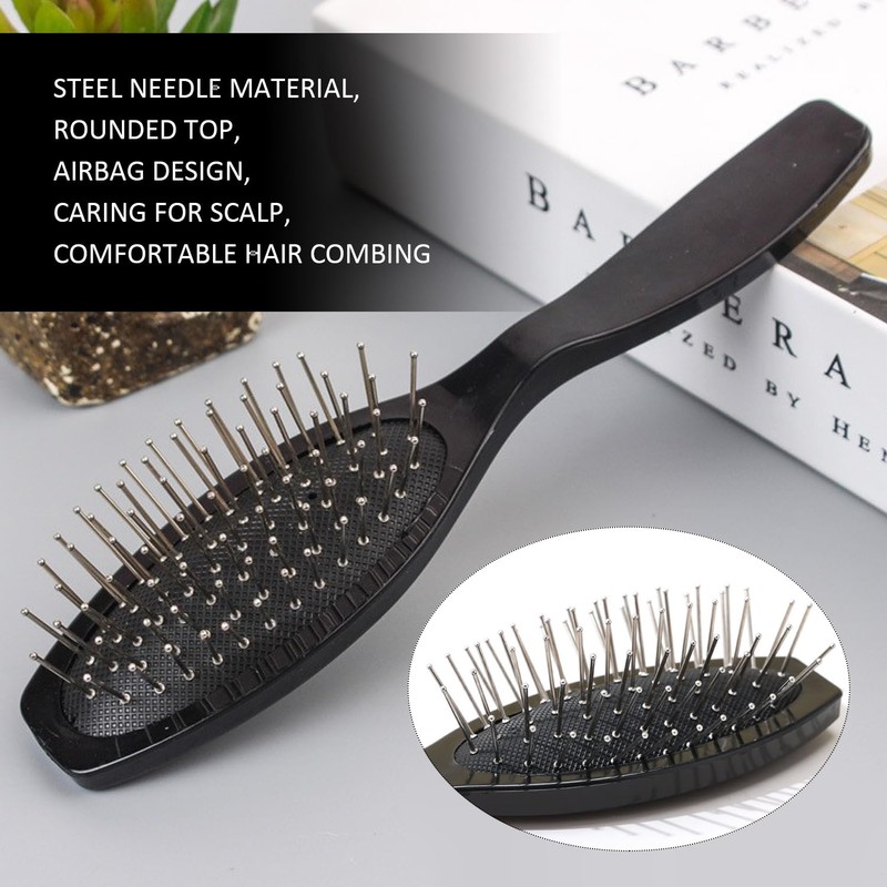 2 Airbag Combs with Steel Needle and 4 Black Curlers,