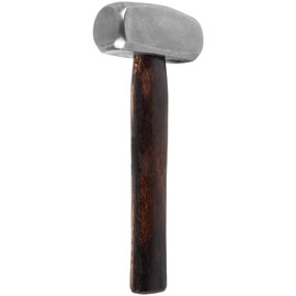 3lb Blacksmith Hammer Bladesmith Forge Engineer Drilling Stubby Hammer Handmade Knife Making Metal Working Forging Farrier Tool Flat Round Face with Wooden Handle Steel Head