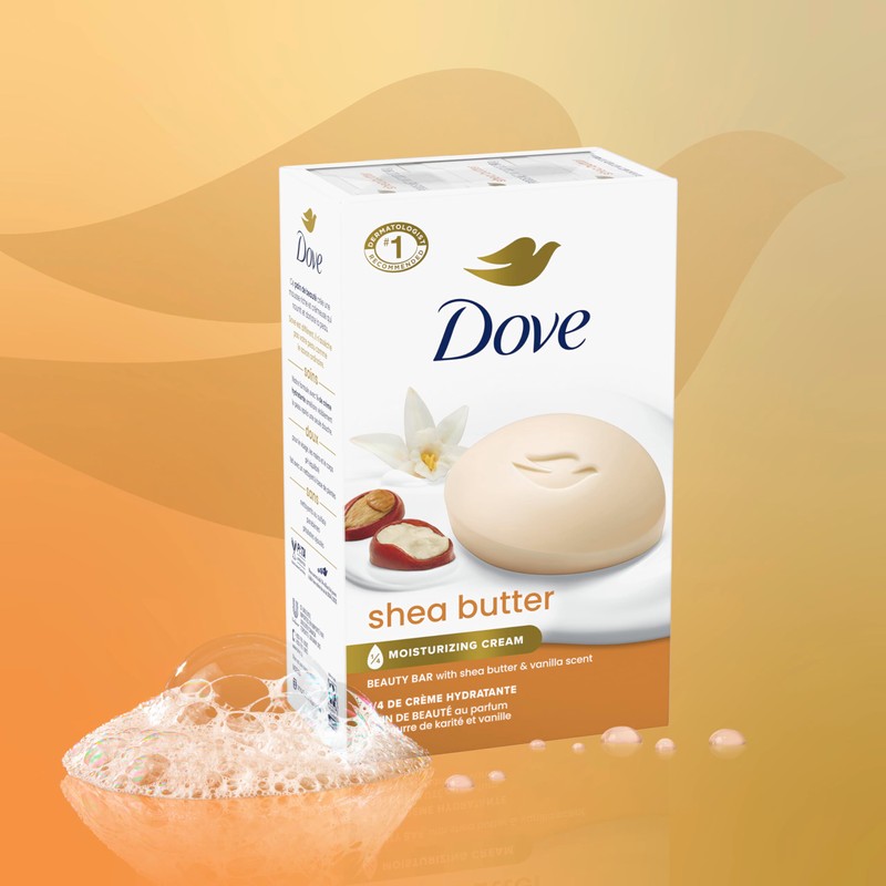 Dove Beauty Bar Soap Shea Butter 4 Count for Nourished,