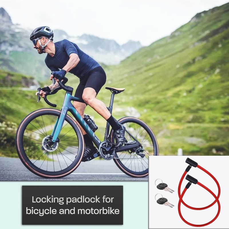 Bicycle Lock 2 Pieces Reinforced Cable 60 cm High Performance