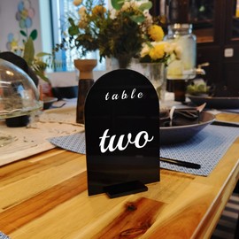 15 Pack Arch Acrylic Signs Blank with Stand for DIY Table Number, 6 x 4 Inch Black Acrylic Display Signs with Holders for Wedding,Party,Restaurant,Home,Office (Black Arch with Black Base)